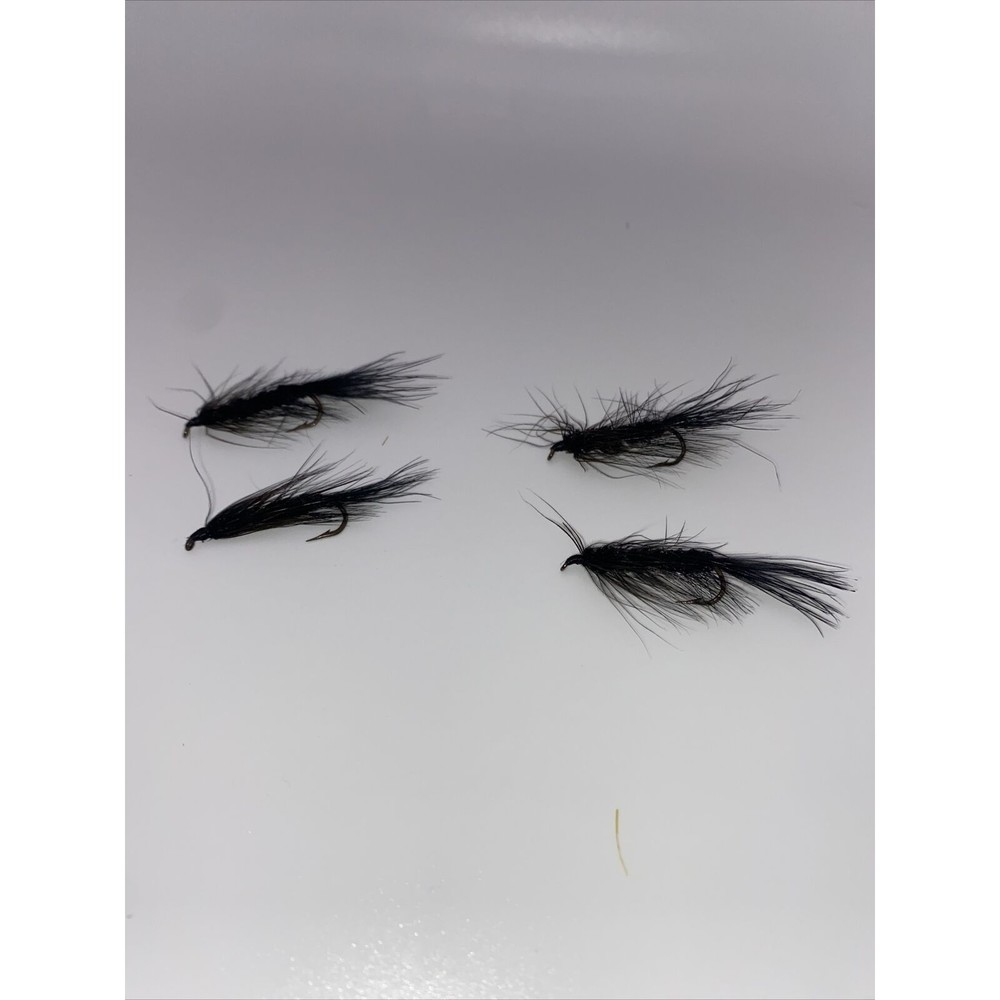 Vintage Fly Fishing Lure Black Deer Hair Wooly Bugger Wrapped Tied Lot